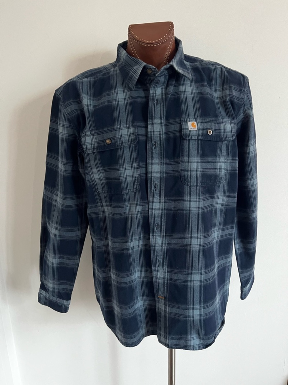 Carhartt Blue Plaid Casual Button-Down Shirt